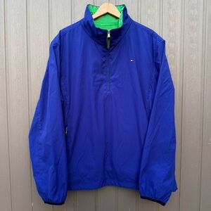 Tommy Hilfiger Vintage Blue Half Zip Windbreaker Jacket Mens XL